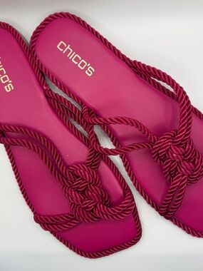 Chico's Magenta Knotted Rope Slide Sandals